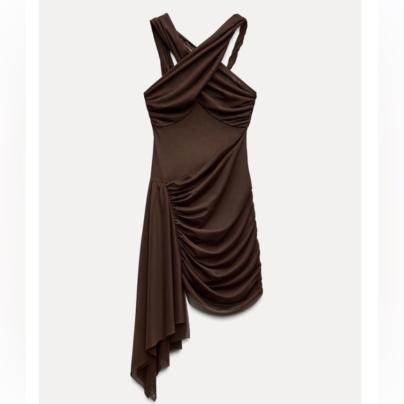 Zara | Dresses | Zara Asymmetric Draped Tulle Dress